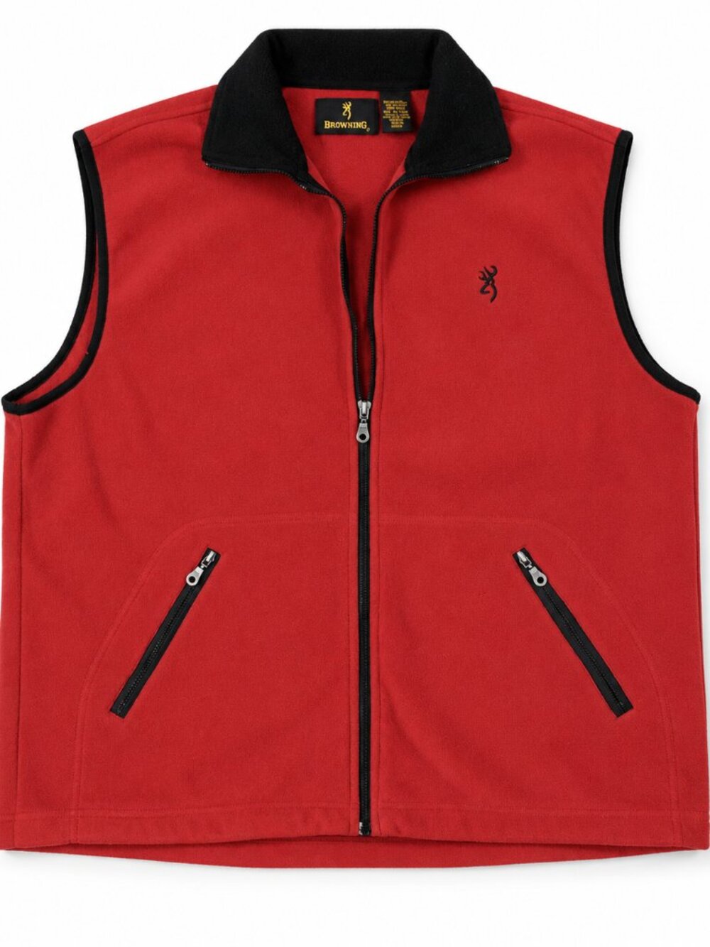 Browning Men’s 2XL Burgundy Black Fleece Vest Full Zip Deer Logo Hunting